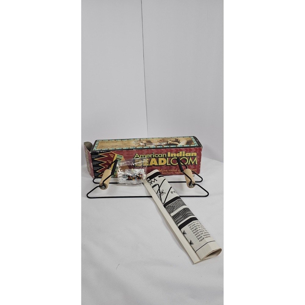 Vintage American Indian Bead Loom Craft Kit Deluxe Metal Bead Loom W/Box